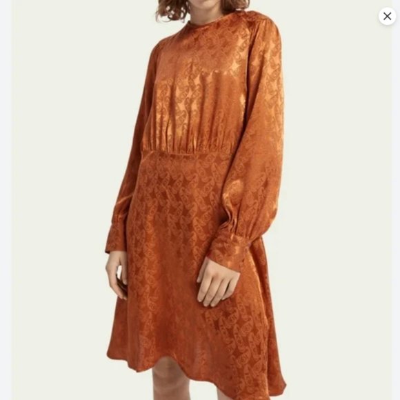 Scotch & Soda Orange 🍊 Satin Finish Dress - Robe fini satin de scotch & soda - Picture 1 of 12